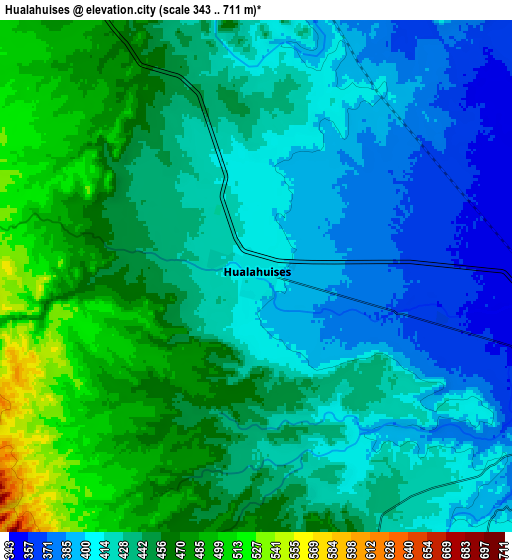 Zoom OUT 2x Hualahuises, Mexico elevation map