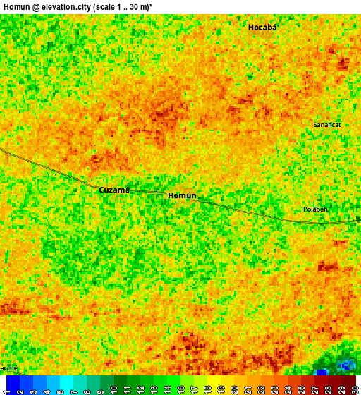 Zoom OUT 2x Homun, Mexico elevation map