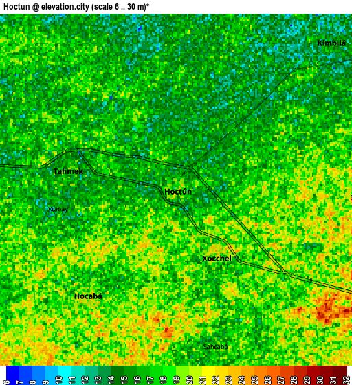 Zoom OUT 2x Hoctun, Mexico elevation map