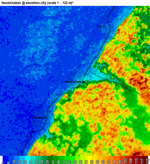 Zoom OUT 2x Hecelchakán, Mexico elevation map