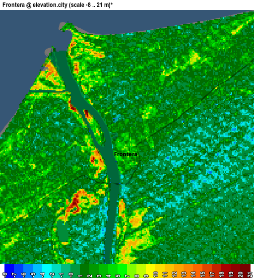 Zoom OUT 2x Frontera, Mexico elevation map