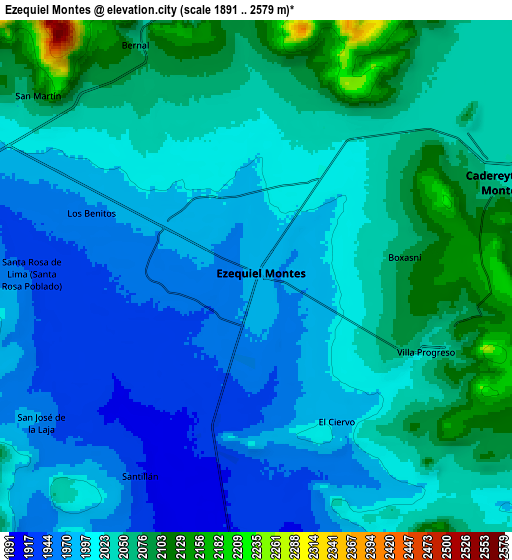 Zoom OUT 2x Ezequiel Montes, Mexico elevation map