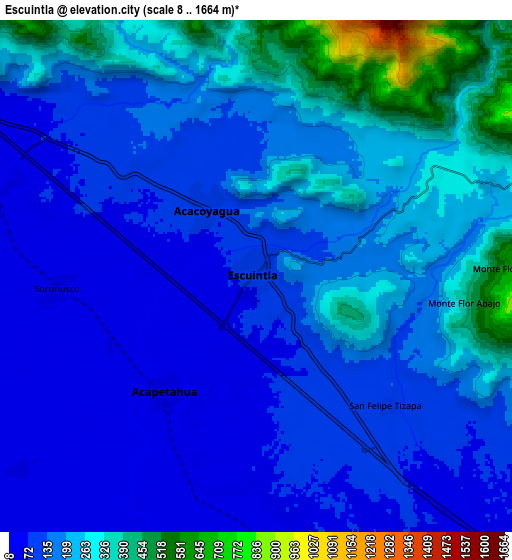 Zoom OUT 2x Escuintla, Mexico elevation map