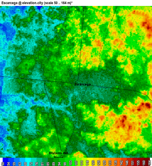 Zoom OUT 2x Escárcega, Mexico elevation map