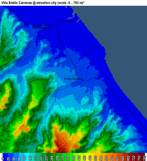 Zoom OUT 2x Villa Emilio Carranza, Mexico elevation map