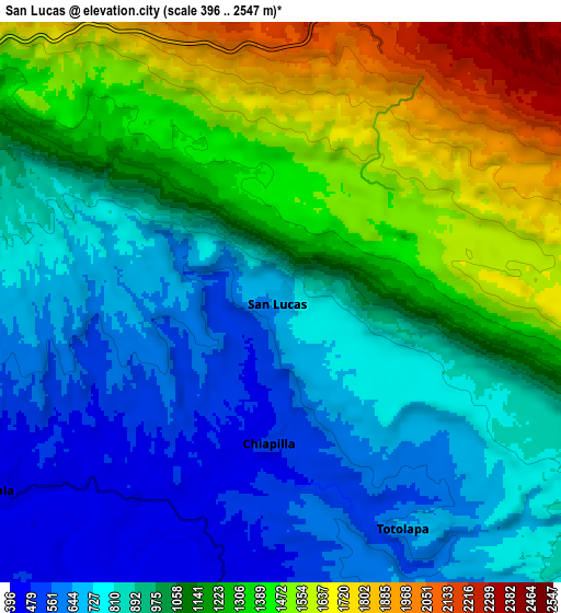 Zoom OUT 2x San Lucas, Mexico elevation map