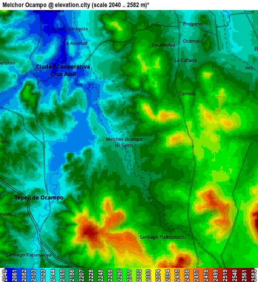 Zoom OUT 2x Melchor Ocampo, Mexico elevation map