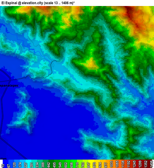 Zoom OUT 2x El Espinal, Mexico elevation map