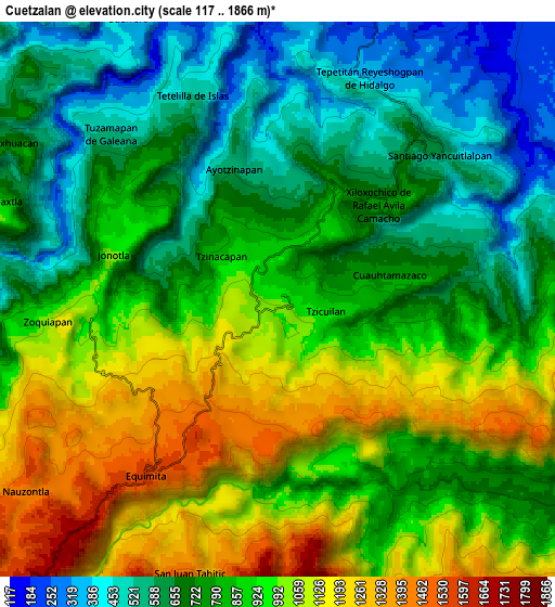 Zoom OUT 2x Cuetzalan, Mexico elevation map