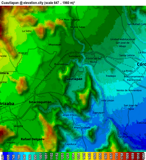 Zoom OUT 2x Cuautlapán, Mexico elevation map