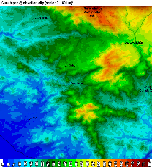 Zoom OUT 2x Cuautepec, Mexico elevation map