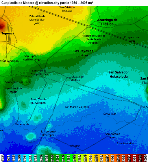 Zoom OUT 2x Cuapiaxtla de Madero, Mexico elevation map