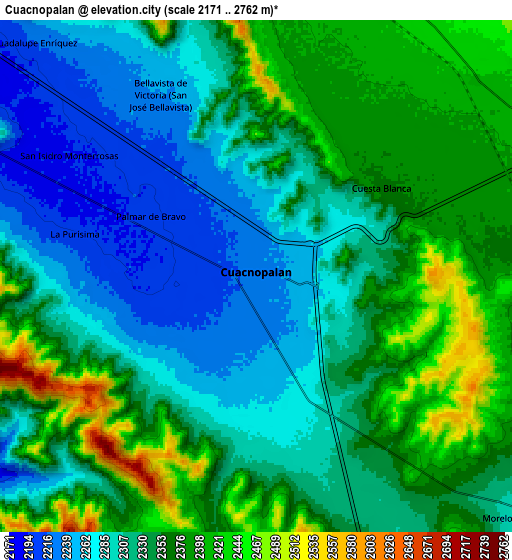 Zoom OUT 2x Cuacnopalan, Mexico elevation map