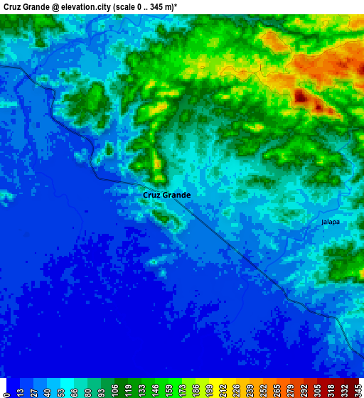 Zoom OUT 2x Cruz Grande, Mexico elevation map