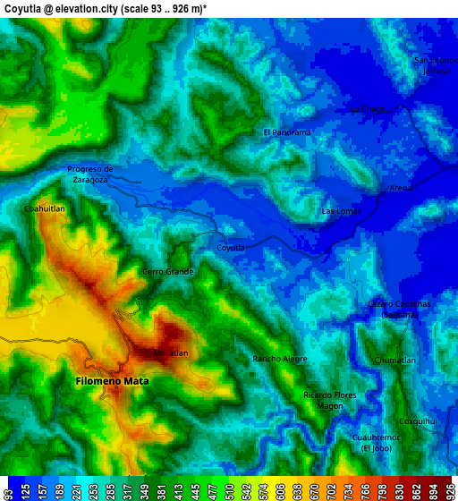 Zoom OUT 2x Coyutla, Mexico elevation map