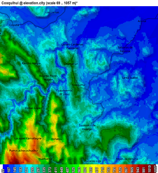 Zoom OUT 2x Coxquihui, Mexico elevation map