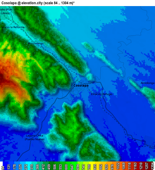 Zoom OUT 2x Cosolapa, Mexico elevation map