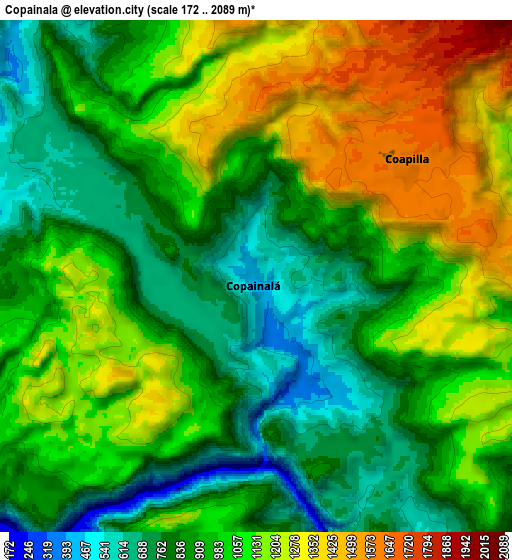 Zoom OUT 2x Copainalá, Mexico elevation map