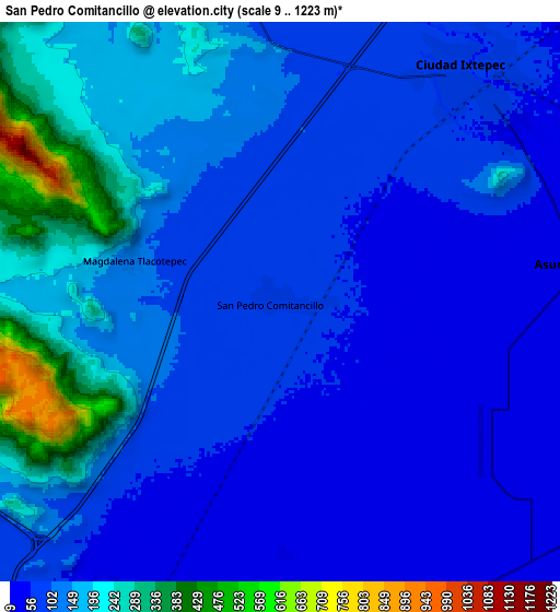 Zoom OUT 2x San Pedro Comitancillo, Mexico elevation map