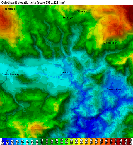 Zoom OUT 2x Colotlipa, Mexico elevation map