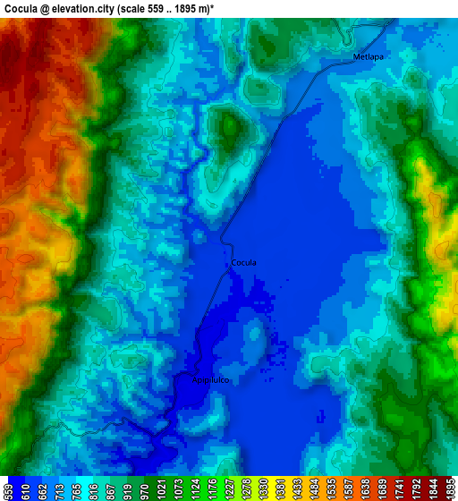 Zoom OUT 2x Cocula, Mexico elevation map