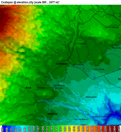 Zoom OUT 2x Coatepec, Mexico elevation map