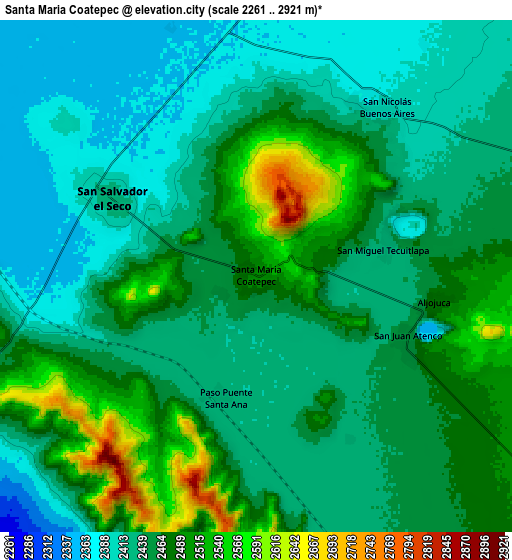 Zoom OUT 2x Santa Maria Coatepec, Mexico elevation map