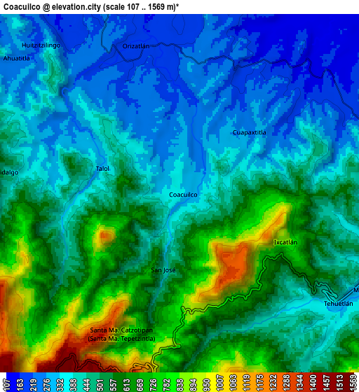 Zoom OUT 2x Coacuilco, Mexico elevation map