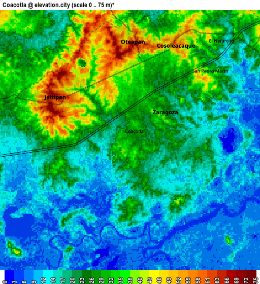 Zoom OUT 2x Coacotla, Mexico elevation map