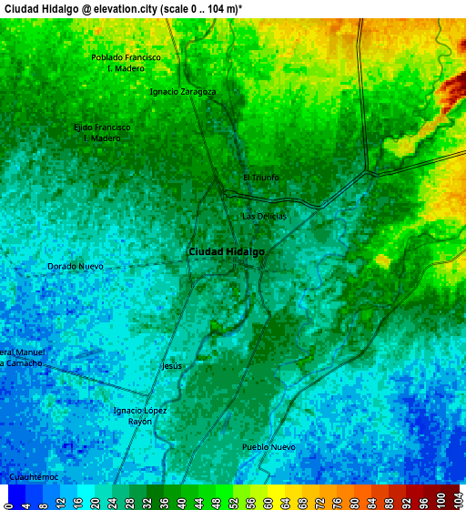 Zoom OUT 2x Ciudad Hidalgo, Mexico elevation map