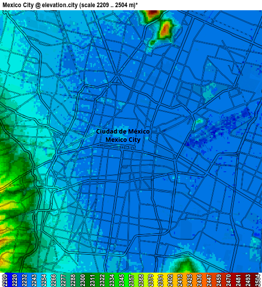 Zoom OUT 2x Mexico City, Mexico elevation map