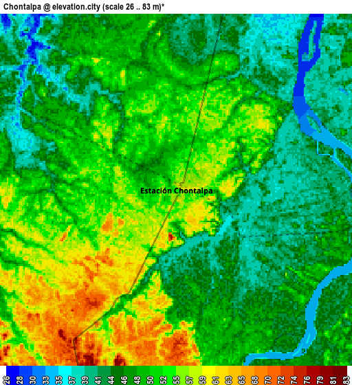 Zoom OUT 2x Chontalpa, Mexico elevation map