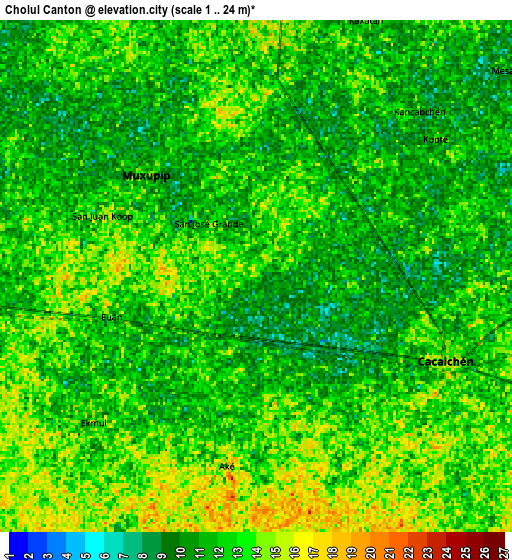 Zoom OUT 2x Cholul Cantón, Mexico elevation map