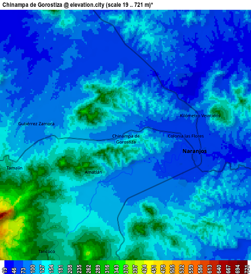 Zoom OUT 2x Chinampa de Gorostiza, Mexico elevation map