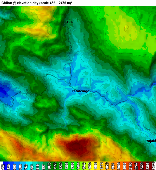 Zoom OUT 2x Chilón, Mexico elevation map