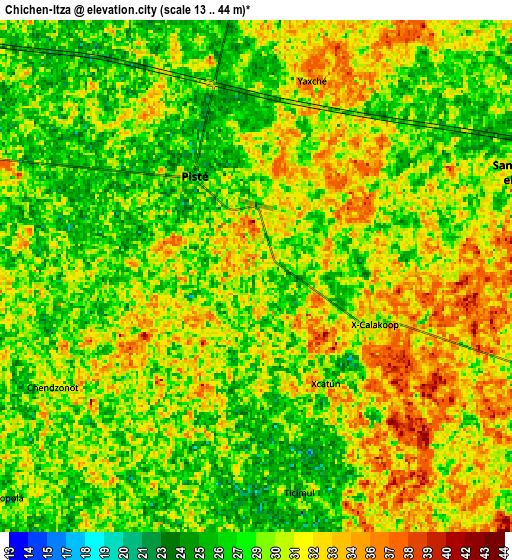 Zoom OUT 2x Chichén-Itzá, Mexico elevation map