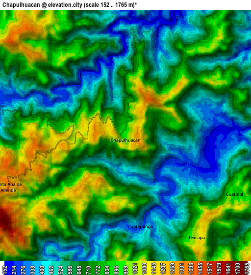 Zoom OUT 2x Chapulhuacán, Mexico elevation map