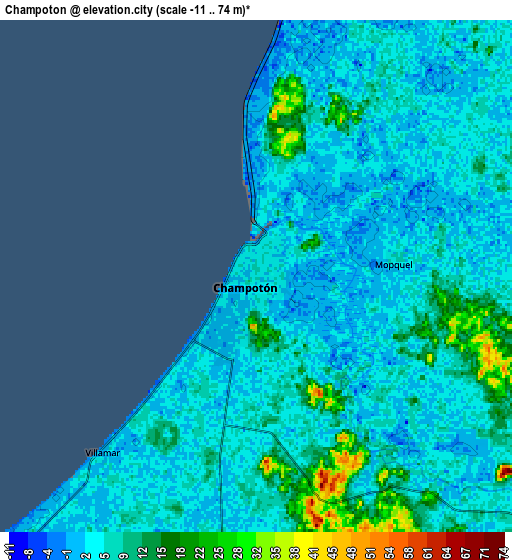 Zoom OUT 2x Champotón, Mexico elevation map