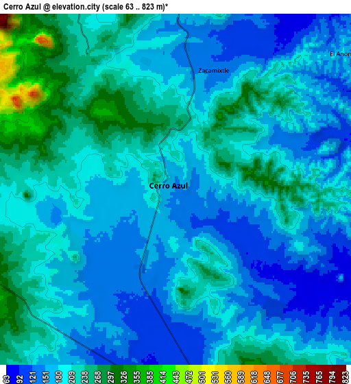 Zoom OUT 2x Cerro Azul, Mexico elevation map