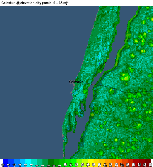 Zoom OUT 2x Celestún, Mexico elevation map