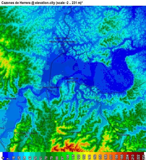 Zoom OUT 2x Cazones de Herrera, Mexico elevation map