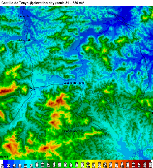 Zoom OUT 2x Castillo de Teayo, Mexico elevation map