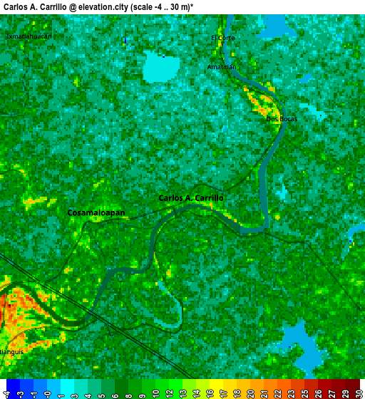 Zoom OUT 2x Carlos A. Carrillo, Mexico elevation map