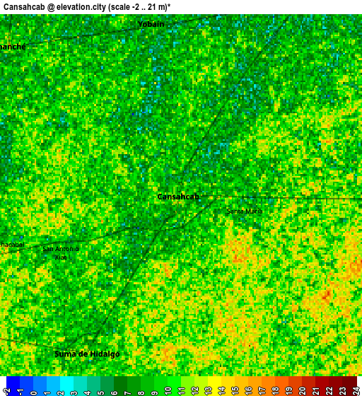 Zoom OUT 2x Cansahcab, Mexico elevation map