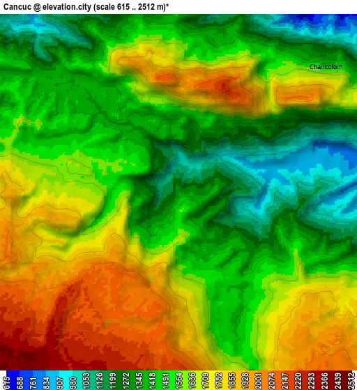 Zoom OUT 2x Cancuc, Mexico elevation map