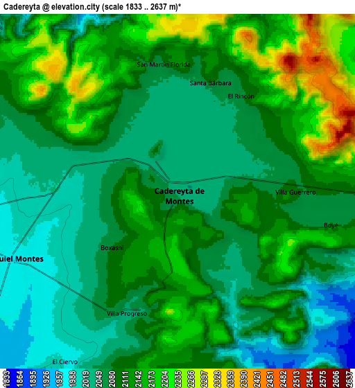 Zoom OUT 2x Cadereyta, Mexico elevation map