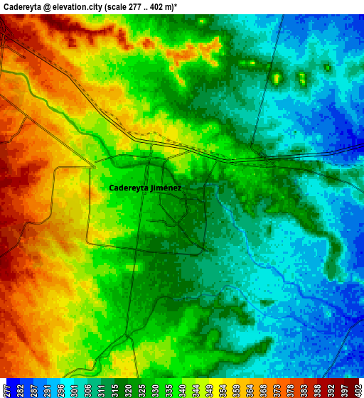 Zoom OUT 2x Cadereyta, Mexico elevation map