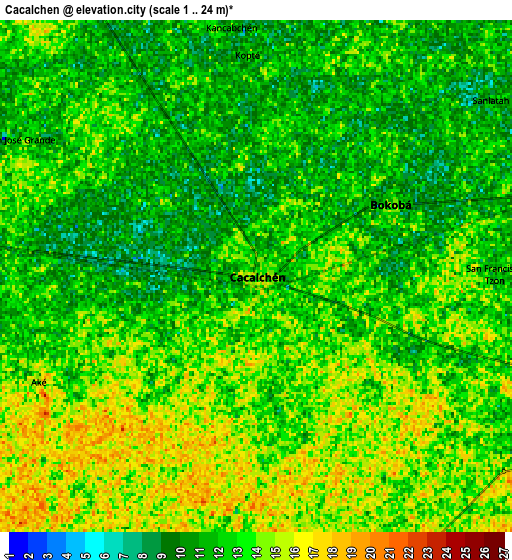 Zoom OUT 2x Cacalchen, Mexico elevation map