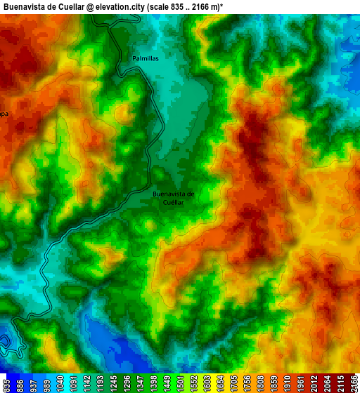 Zoom OUT 2x Buenavista de Cuéllar, Mexico elevation map