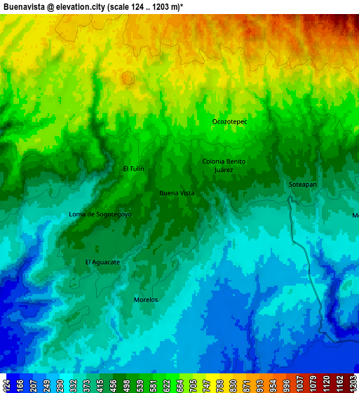 Zoom OUT 2x Buenavista, Mexico elevation map